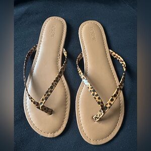 J. Crew leopard print flip flops